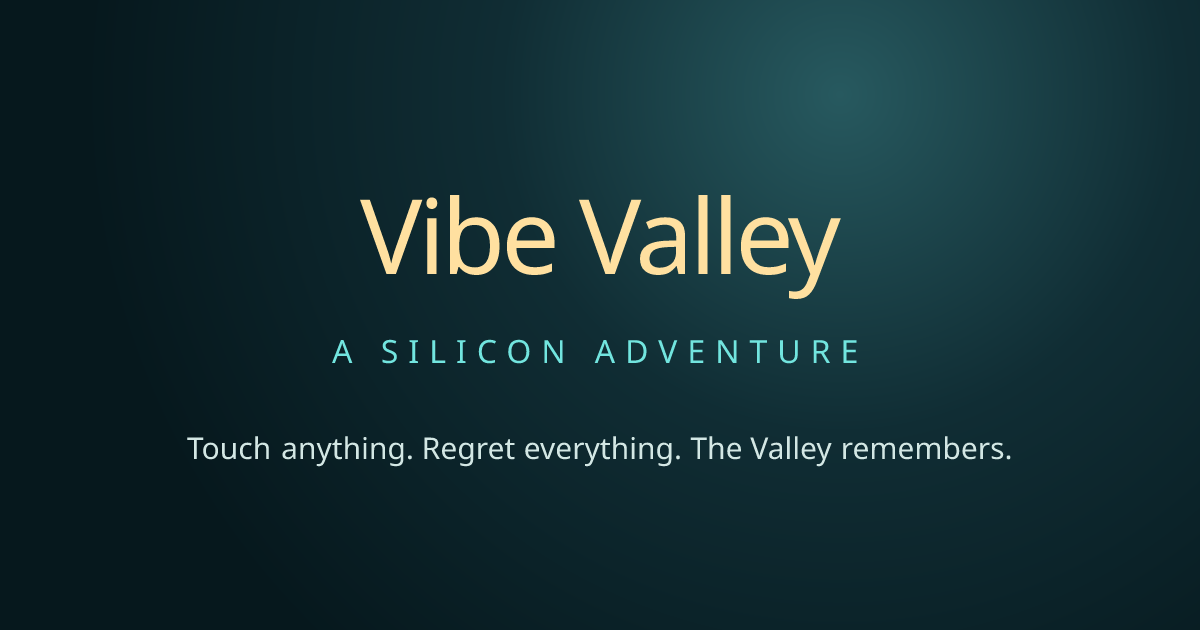 Vibe Valley - a playable Silicon Valley comedy experiment where your bad ideas become animated scene